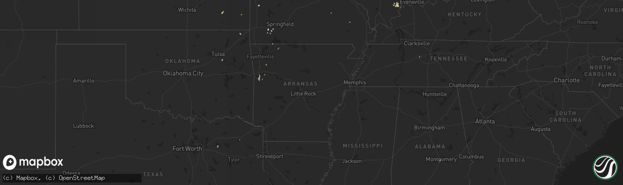 Hail map in Arkansas on May 14, 2023