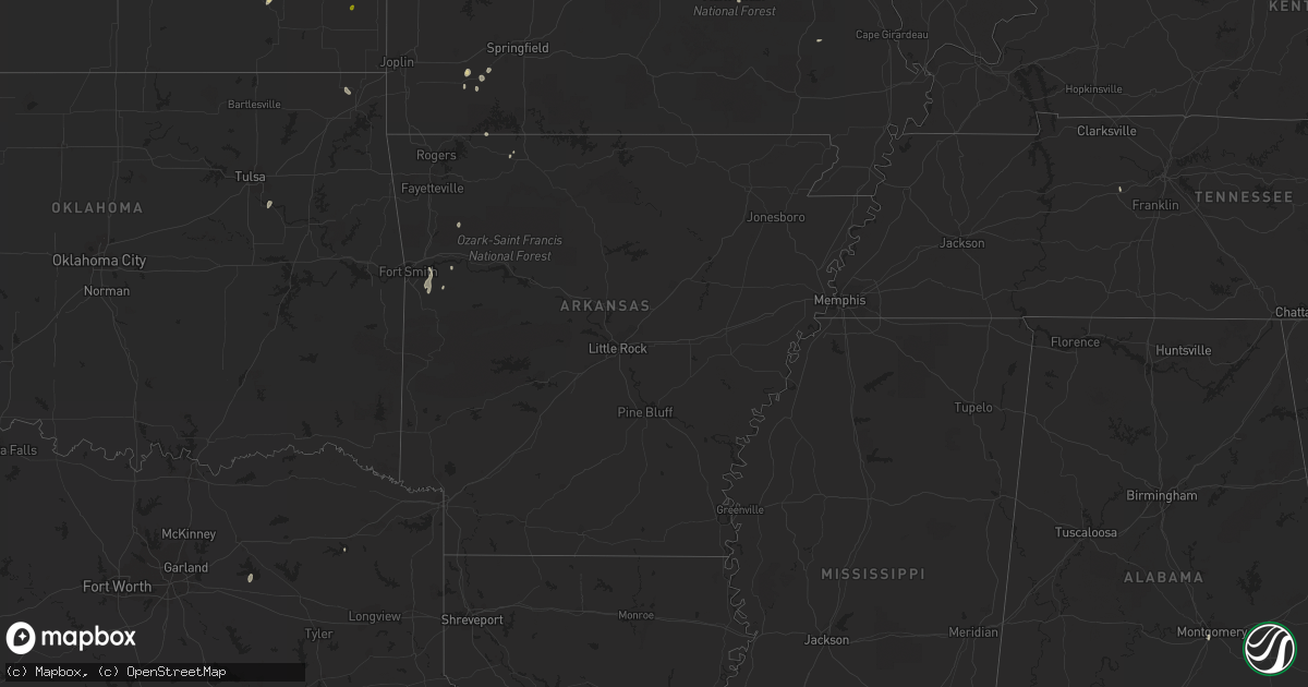 Hail map in Arkansas on May 14, 2023
