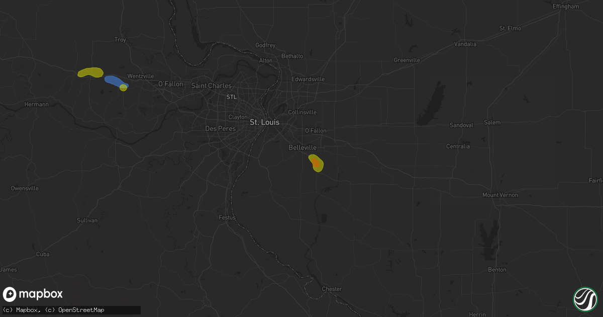 Hail map in Belleville, IL on May 14, 2023