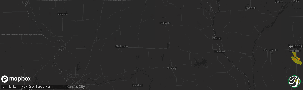 Hail map in Bucklin, MO on May 14, 2023