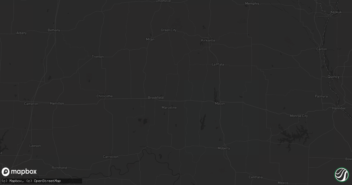 Hail map in Bucklin, MO on May 14, 2023