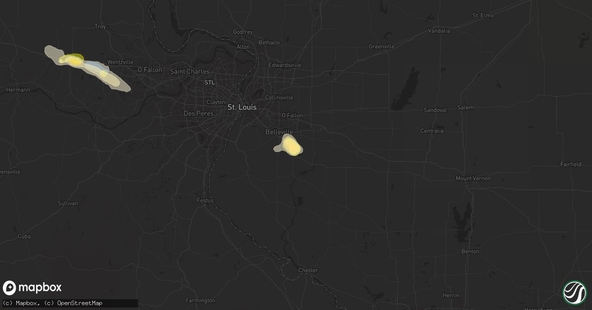 Hail map in Freeburg, IL on May 14, 2023