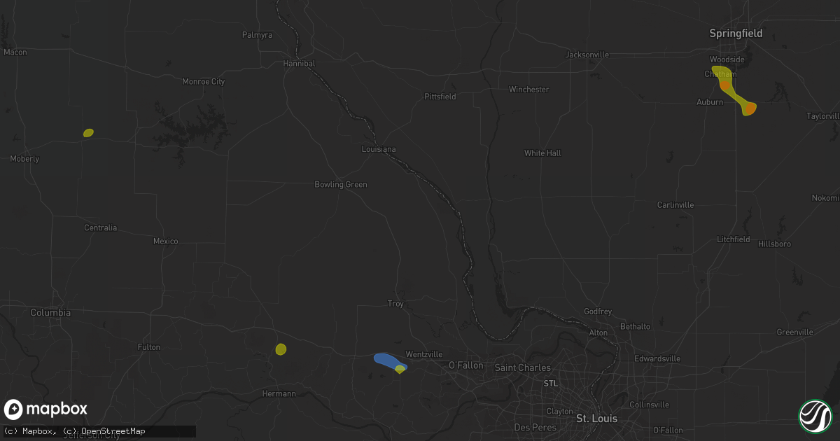 Hail map in Holliday, MO on May 14, 2023
