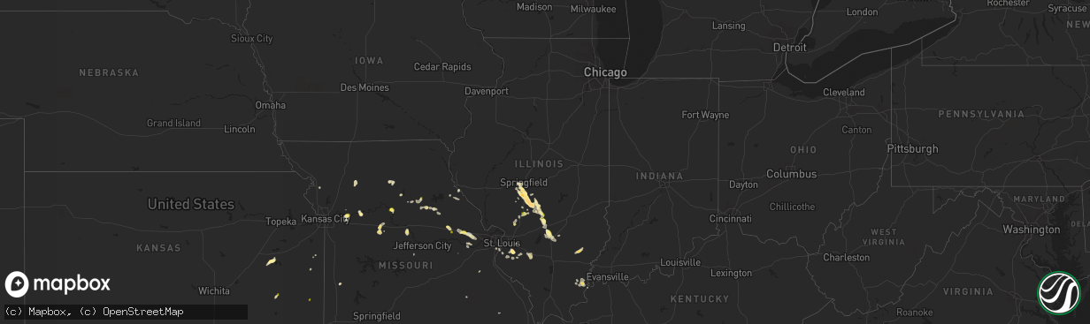 Hail map in Illinois on May 14, 2023