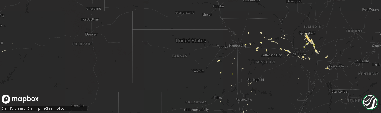 Hail map in Kansas on May 14, 2023