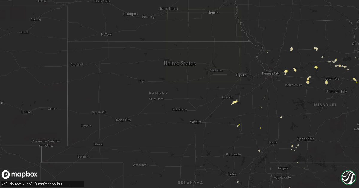 Hail map in Kansas on May 14, 2023