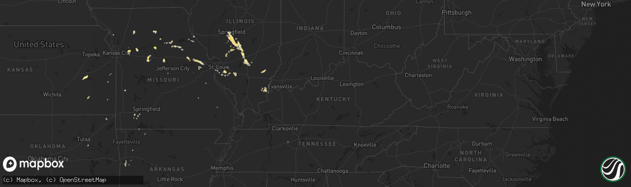 Hail map in Kentucky on May 14, 2023