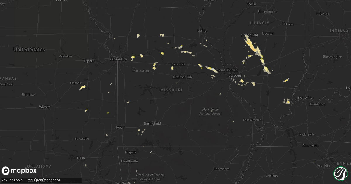 Hail map in Missouri on May 14, 2023
