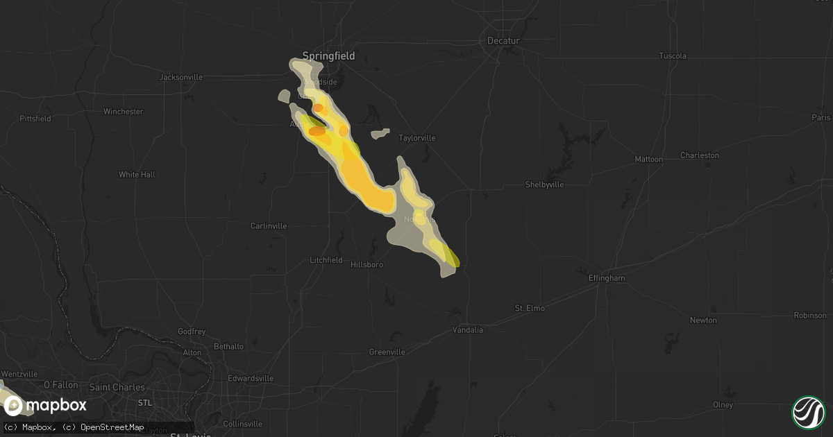 Hail map in Nokomis, IL on May 14, 2023