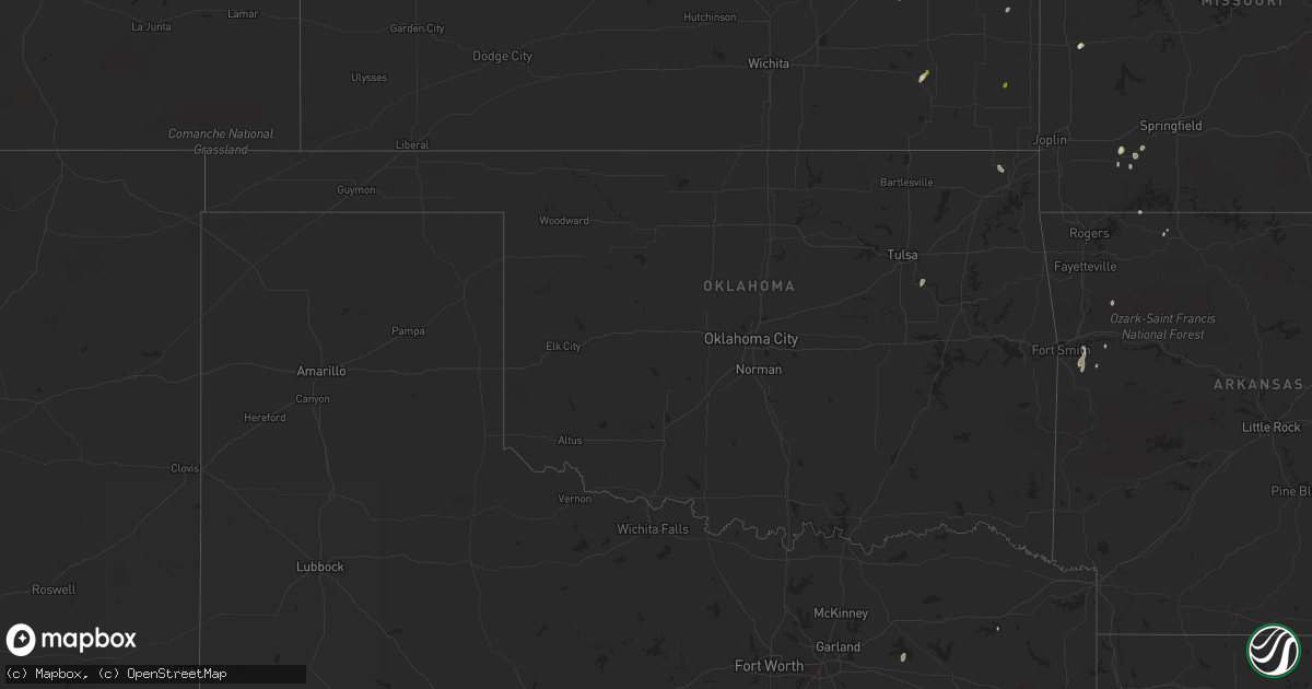 Hail map in Oklahoma on May 14, 2023