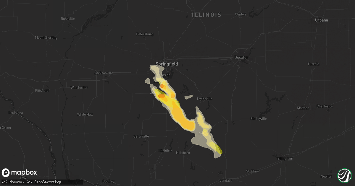 Hail map in Pawnee, IL on May 14, 2023