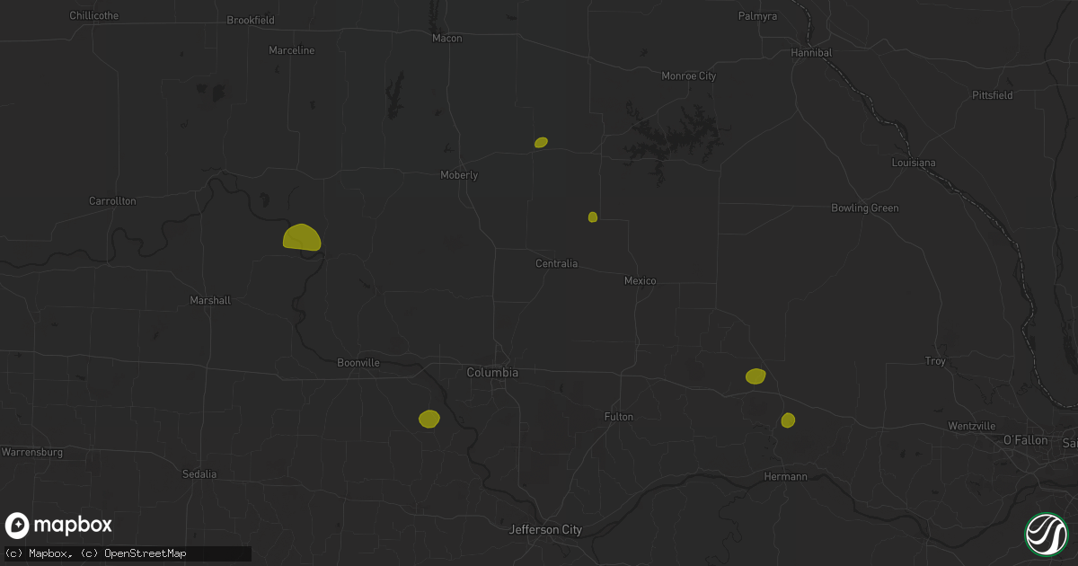 Hail map in Prairie Home, MO on May 14, 2023