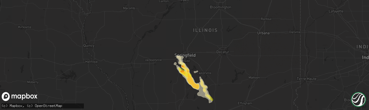 Hail map in Springfield, IL on May 14, 2023