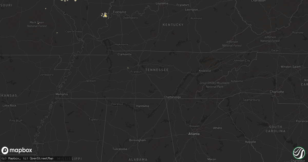 Hail map in Tennessee on May 14, 2023