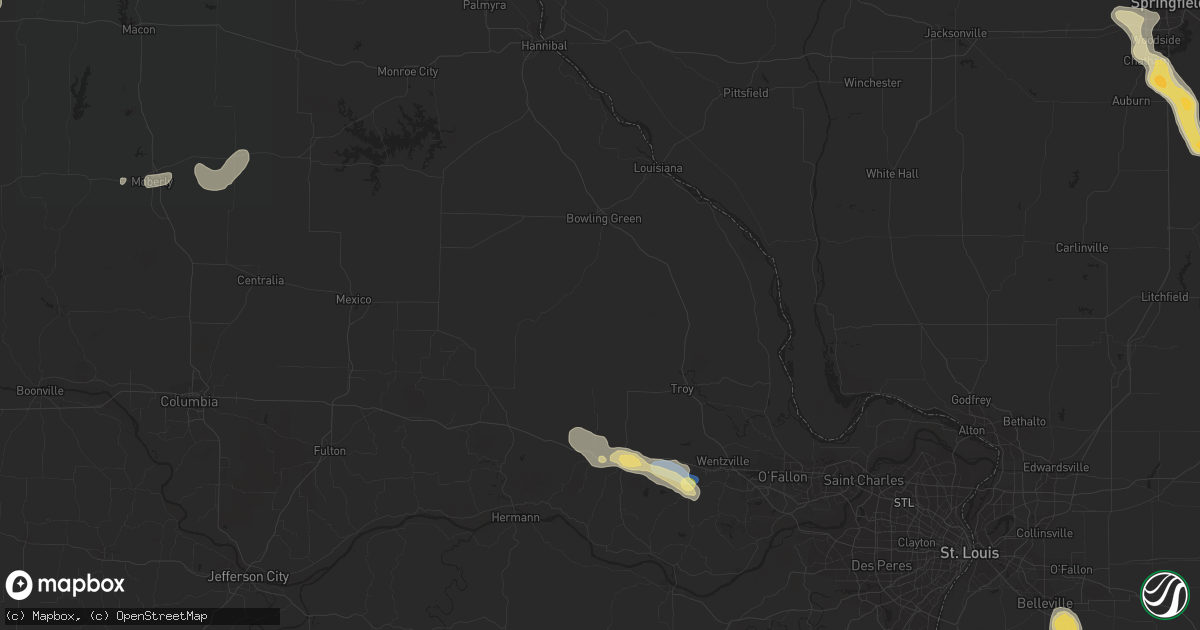 Hail map in Truesdale, MO on May 14, 2023