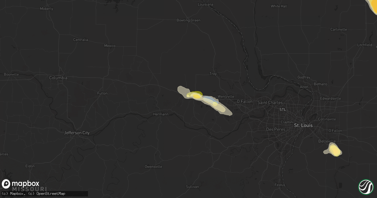 Hail map in Warrenton, MO on May 14, 2023