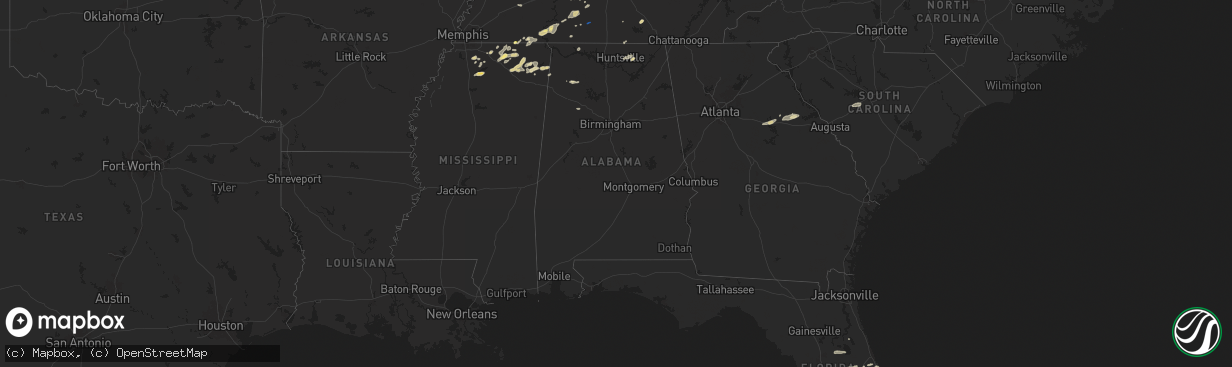 Hail map in Alabama on May 14, 2024
