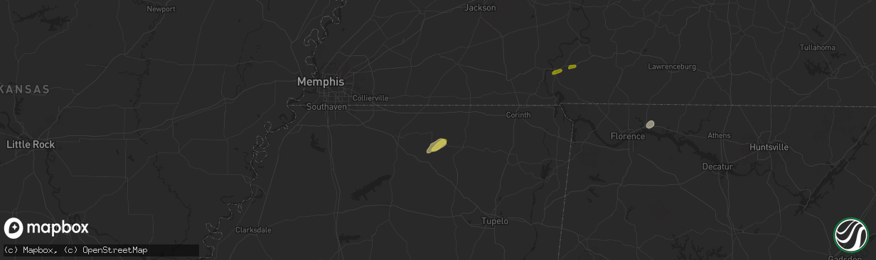 Hail map in Ashland, MS on May 14, 2024