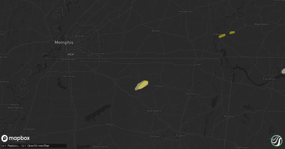 Hail map in Ashland, MS on May 14, 2024