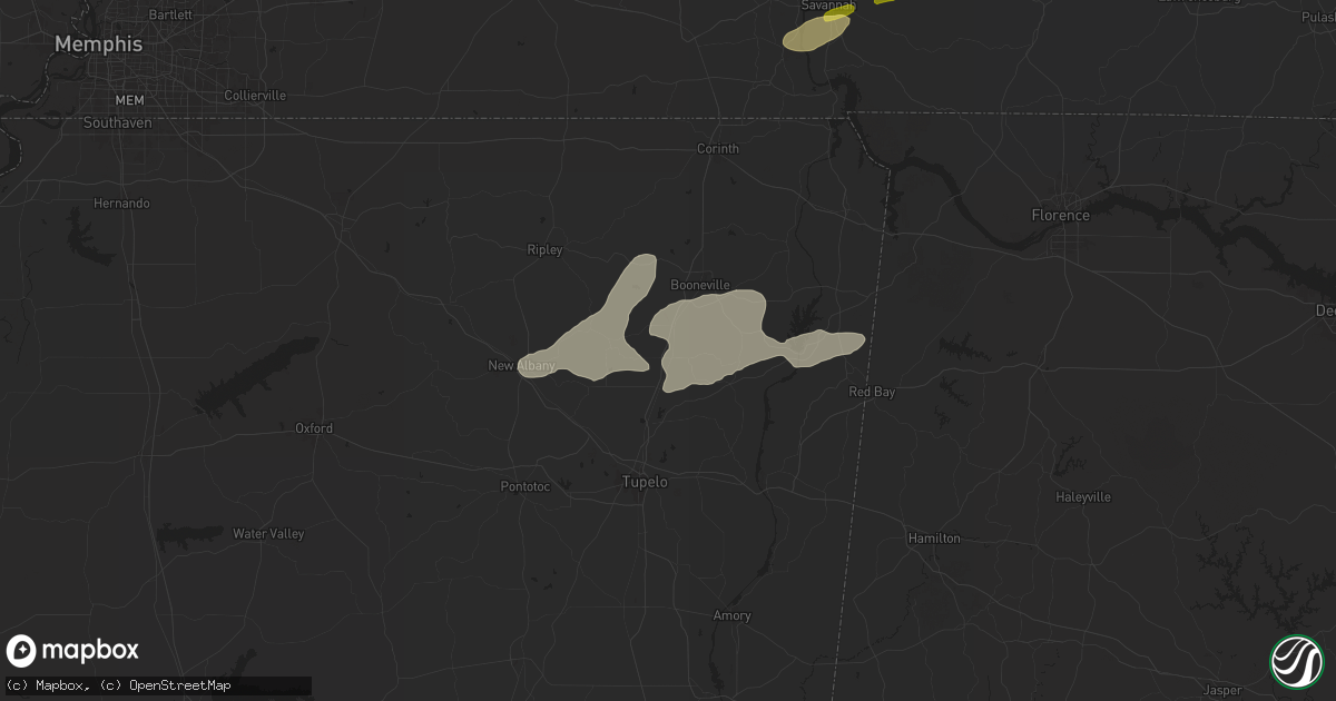 Hail map in Baldwyn, MS on May 14, 2024