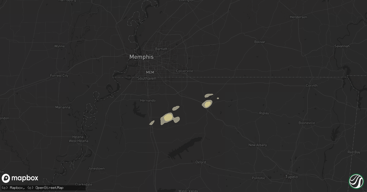 Hail map in Byhalia, MS on May 14, 2024