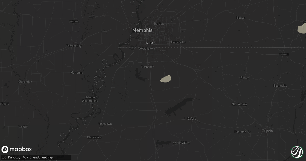 Hail map in Coldwater, MS on May 14, 2024