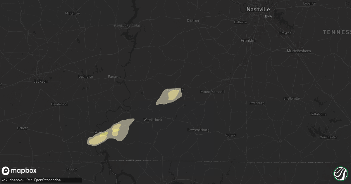 Hail map in Hohenwald, TN on May 14, 2024