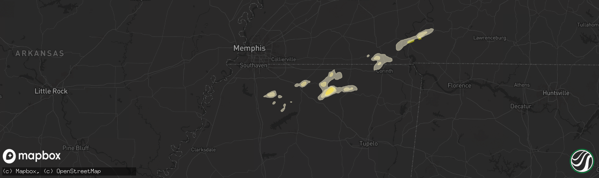 Hail map in Holly Springs, MS on May 14, 2024