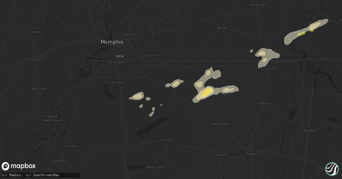 Hail map in Holly Springs, MS on May 14, 2024