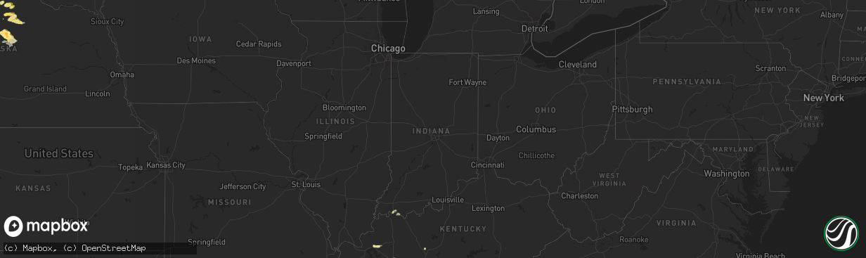 Hail map in Indiana on May 14, 2024