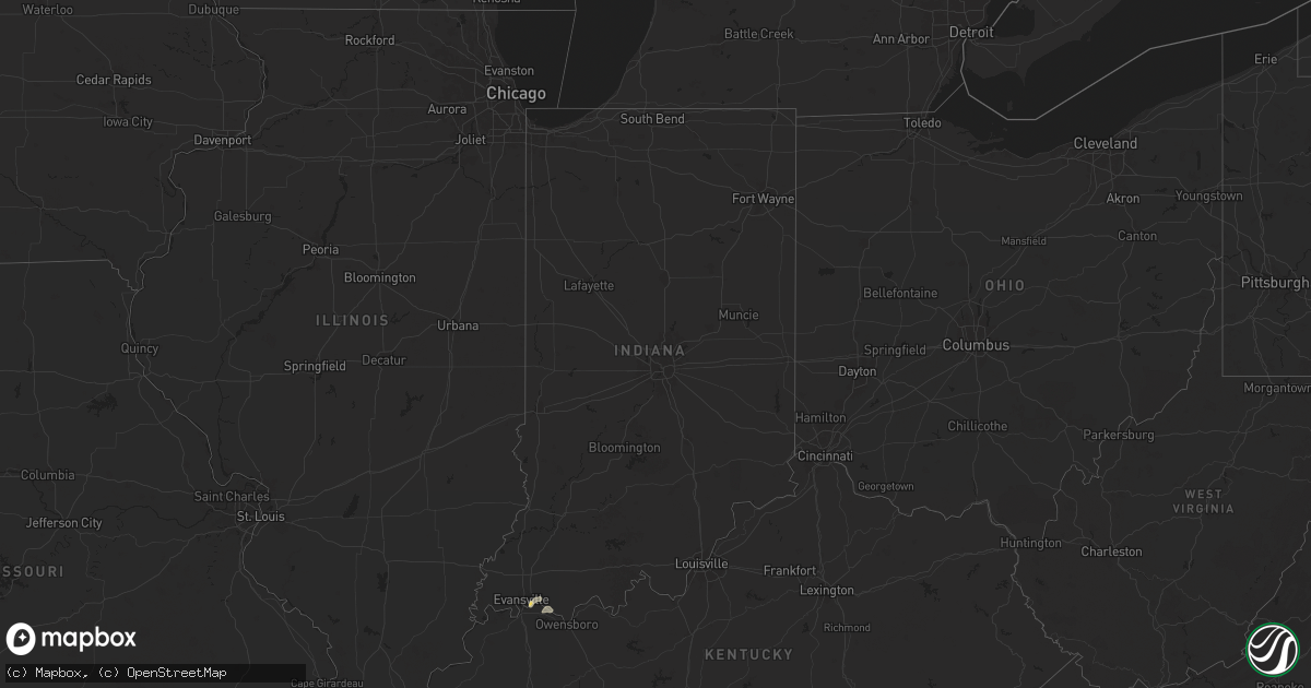 Hail map in Indiana on May 14, 2024