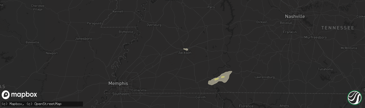 Hail map in Jackson, TN on May 14, 2024