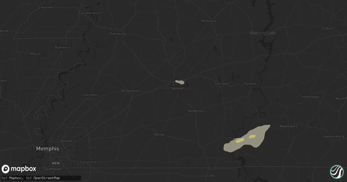 Hail map in Jackson, TN on May 14, 2024