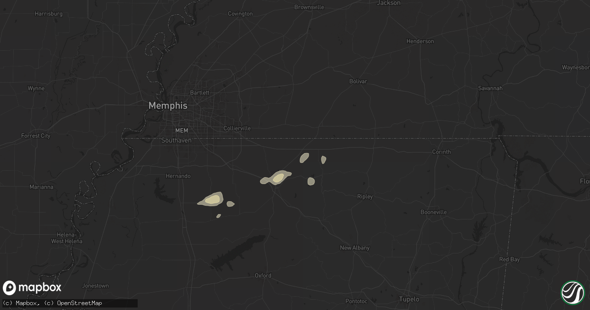 Hail map in Lamar, MS on May 14, 2024