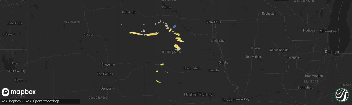 Hail map in Nebraska on May 14, 2024