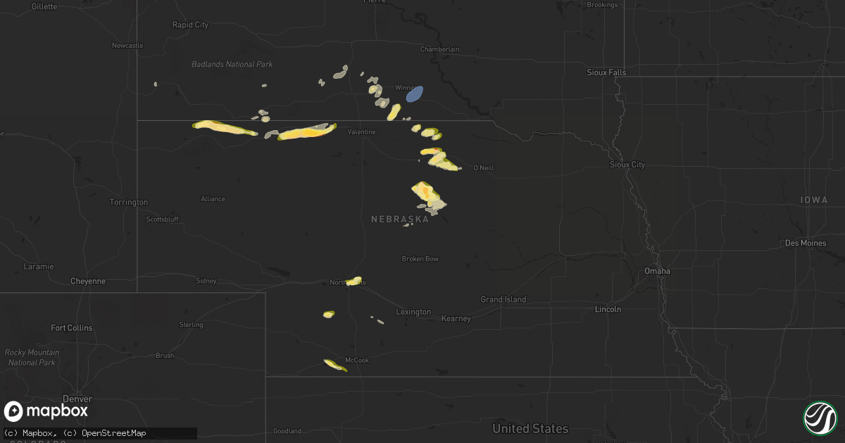 Hail map in Nebraska on May 14, 2024