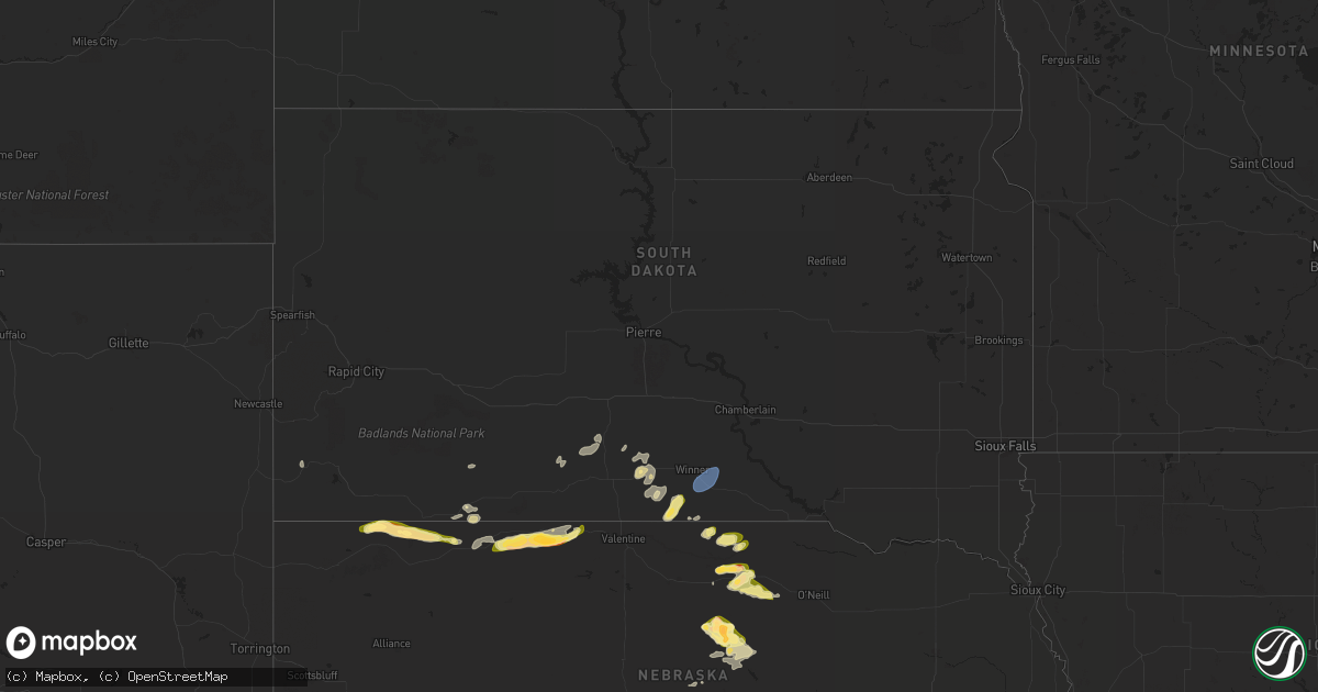 Hail map in South Dakota on May 14, 2024