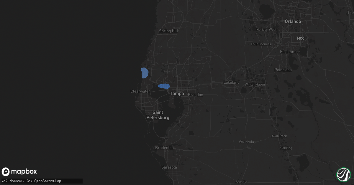Hail map in Tampa, FL on May 14, 2024