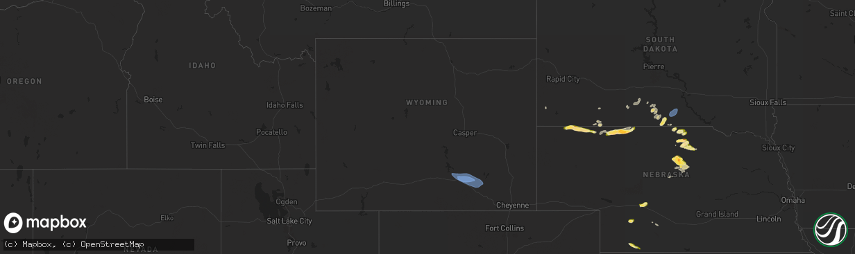Hail map in Wyoming on May 14, 2024