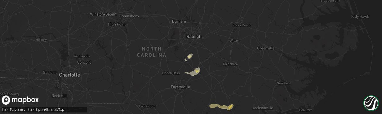 Hail map in Angier, NC on May 14, 2025