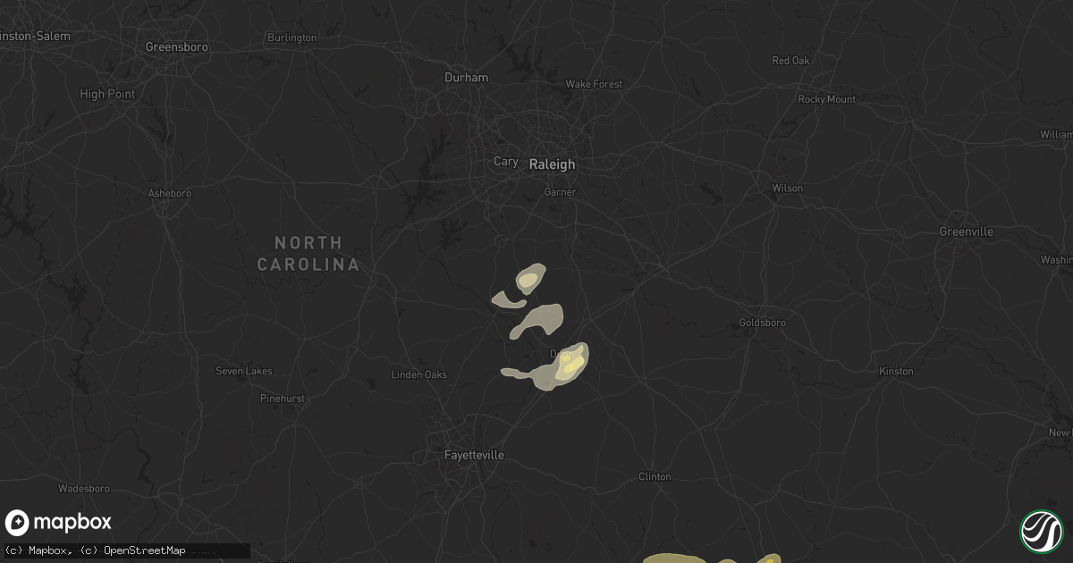 Hail map in Angier, NC on May 14, 2025