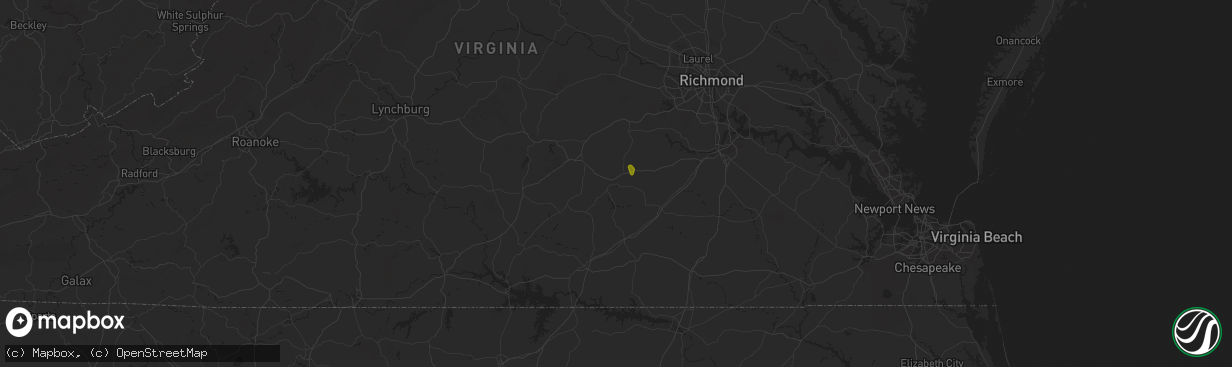 Hail map in Blackstone, VA on May 14, 2025