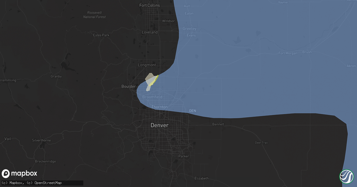 Hail map in Brighton, CO on May 14, 2025