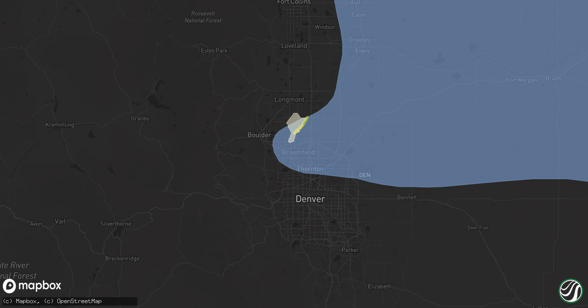 Hail map in Broomfield, CO on May 14, 2025