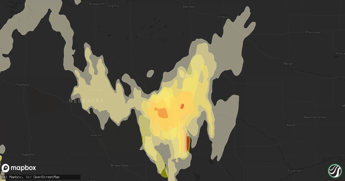 Hail map in Burwell, NE on May 14, 2025