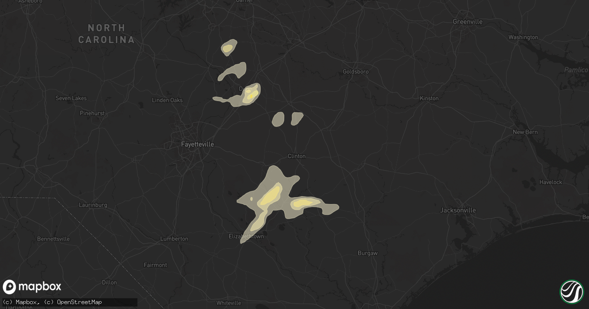 Hail map in Clinton, NC on May 14, 2025