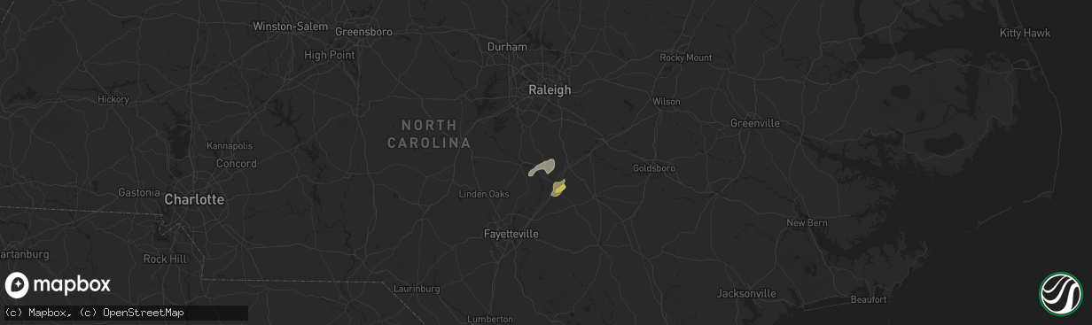 Hail map in Coats, NC on May 14, 2025
