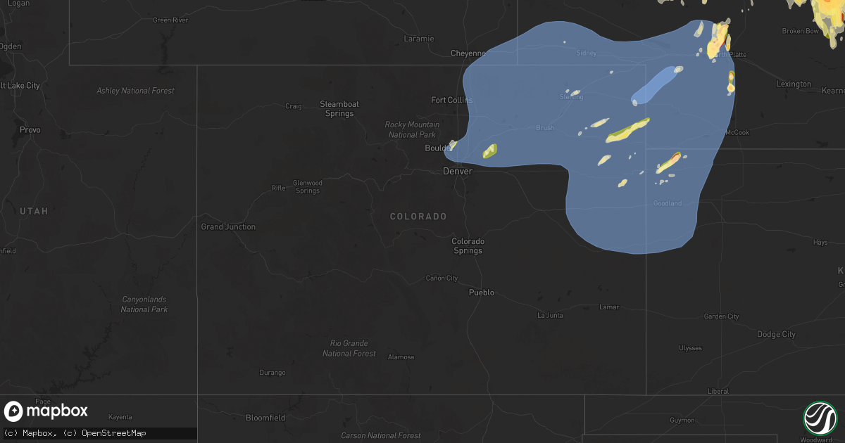 Hail map in Colorado on May 14, 2025