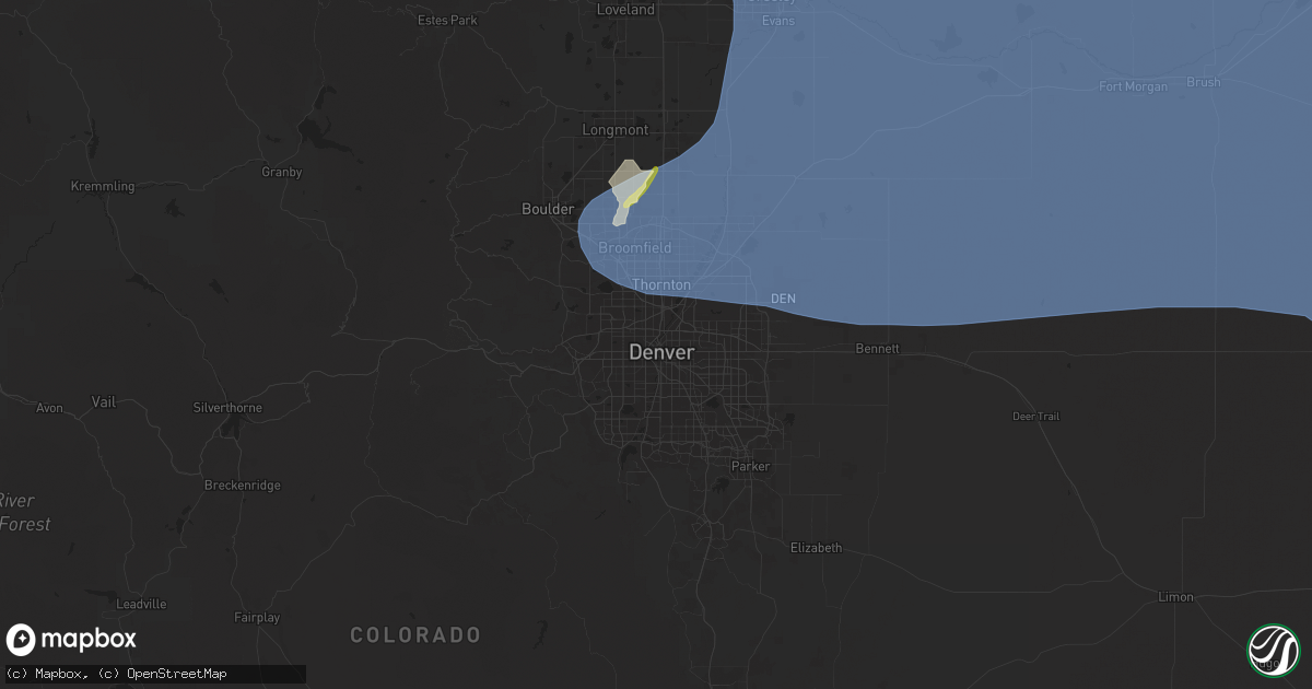 Hail map in Denver, CO on May 14, 2025