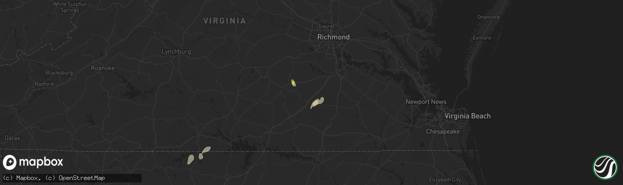 Hail map in Dewitt, VA on May 14, 2025